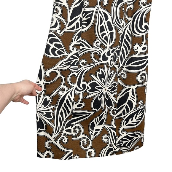NWT WD.NY Brown Black Leaf Scroll Print Embellished Neckline Sheath Dress - Picture 13 of 15